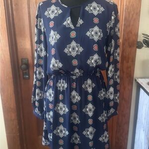 Navy Patterned Dress